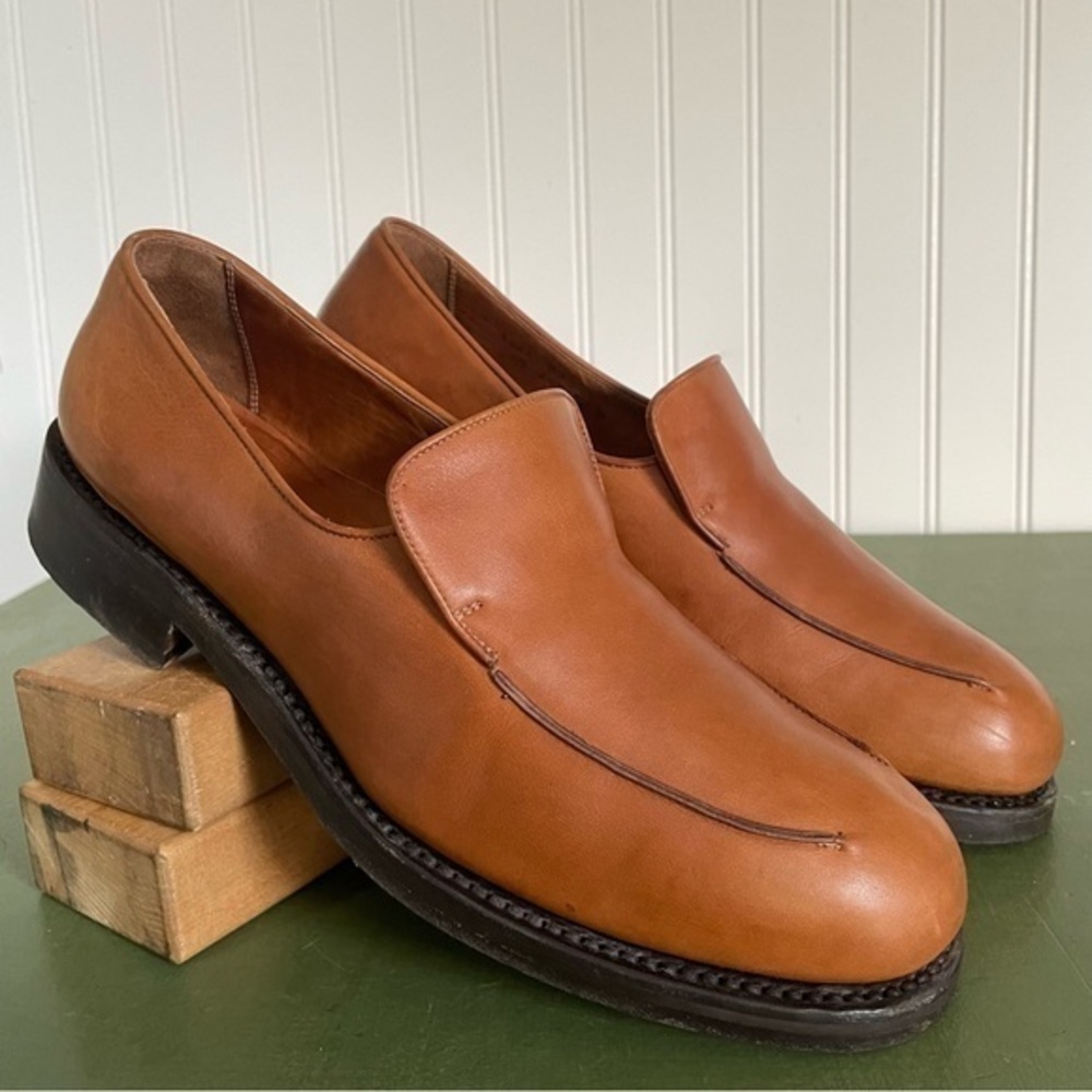John Varvatos Hand Made Apron Loafers in Cognac Leather *Italy*